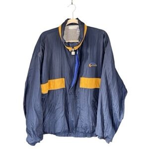 80S 90S Vintage Givenchy Activewear Jacket Mens‎ Large Blue Gold Windbreaker
